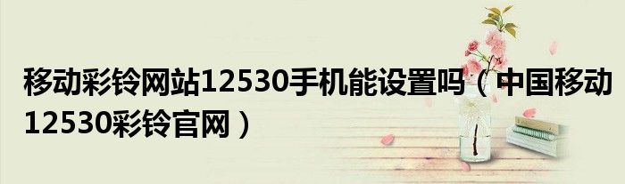 探索12530彩铃官网，个性化铃声的时尚新风尚12530彩铃网站登录
